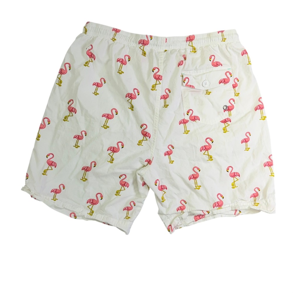 Huntington Beach Club Shorts Mens L 34 White Pink Flamingo Print HS9H06 - Picture 2 of 6